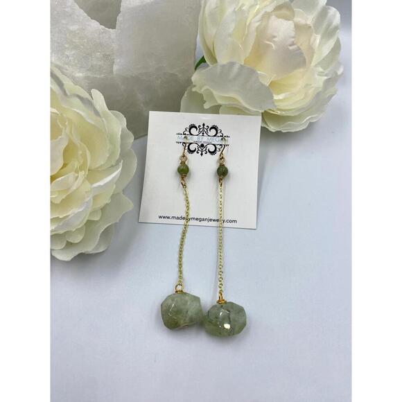 Ava Earrings - Prehinite Stones - Picture 2 of 3
